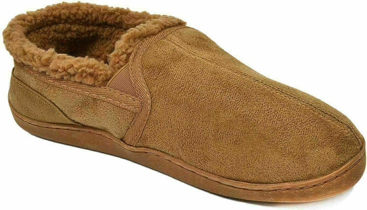 Gold Toe Men's Twin Gore Faux-Suede Slippers Dark Beige Size Medium