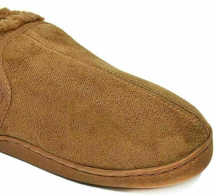 Gold Toe Men's Twin Gore Faux-Suede Slippers Dark Beige Size Medium