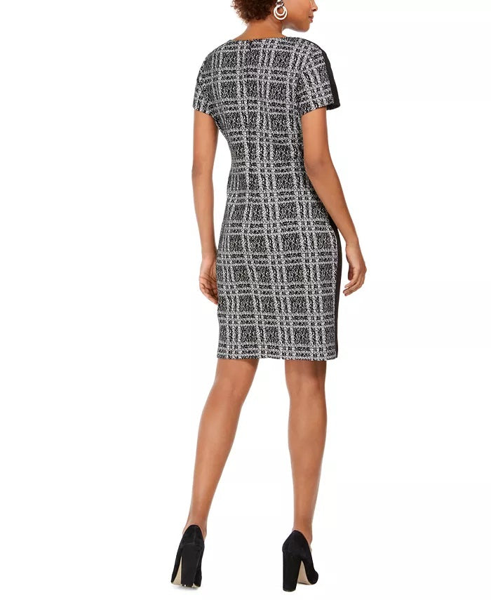 Connected Women's Plaid Sheath Dress Black Size 10