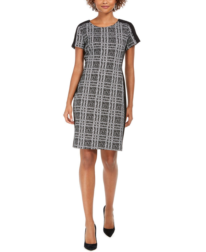 Connected Women's Plaid Sheath Dress Black Size 10