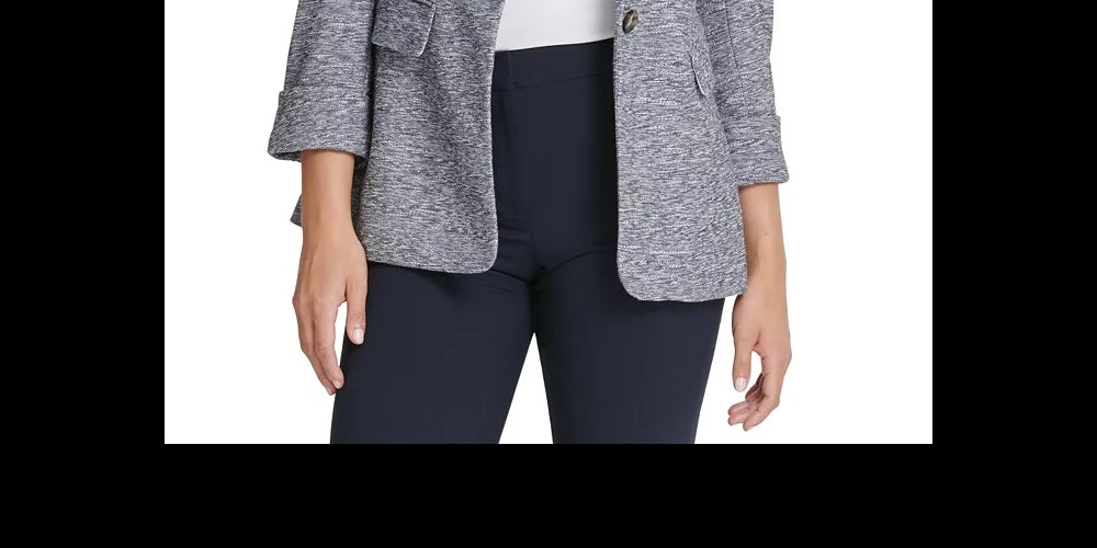 DKNY Women's Marled One-Button Blazer Blue Size 16