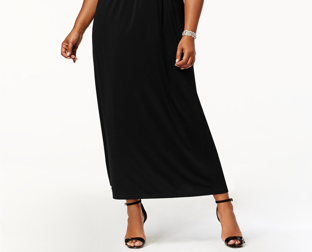 NY  Women's Collection Plus Size Ruched Empire Maxi Dress Black Size 2 Extra Large