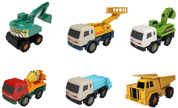 MOTA Mini Heavy Industrial Toy Truck Set 6 Piece Construction Vehicle Fleet