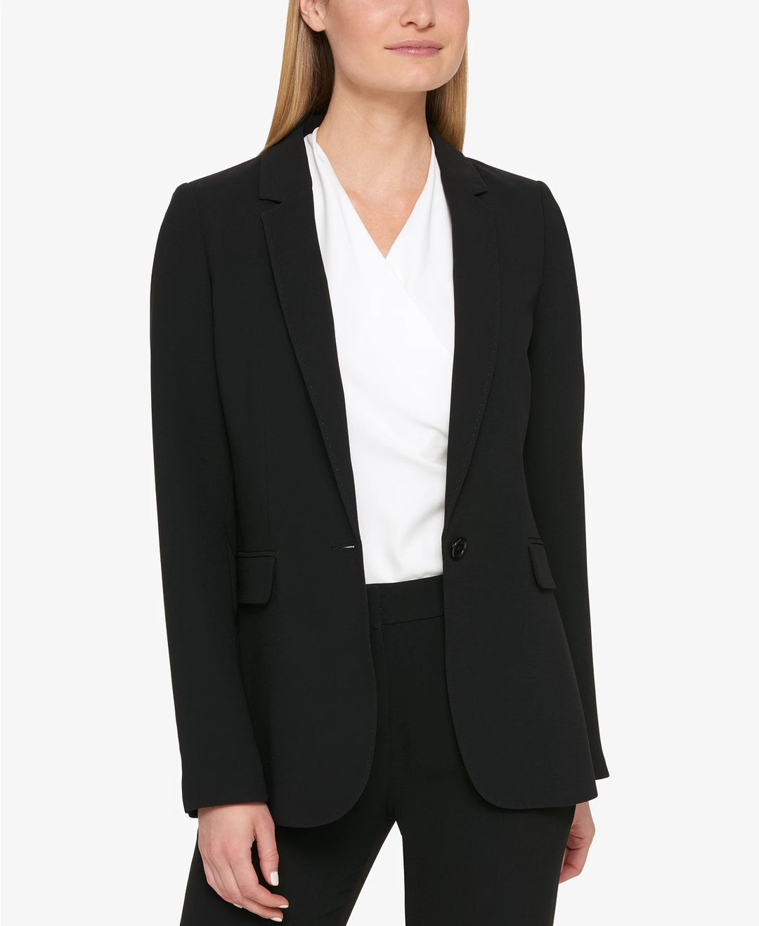 DKNY Women's One-Button Blazer Black Size 16