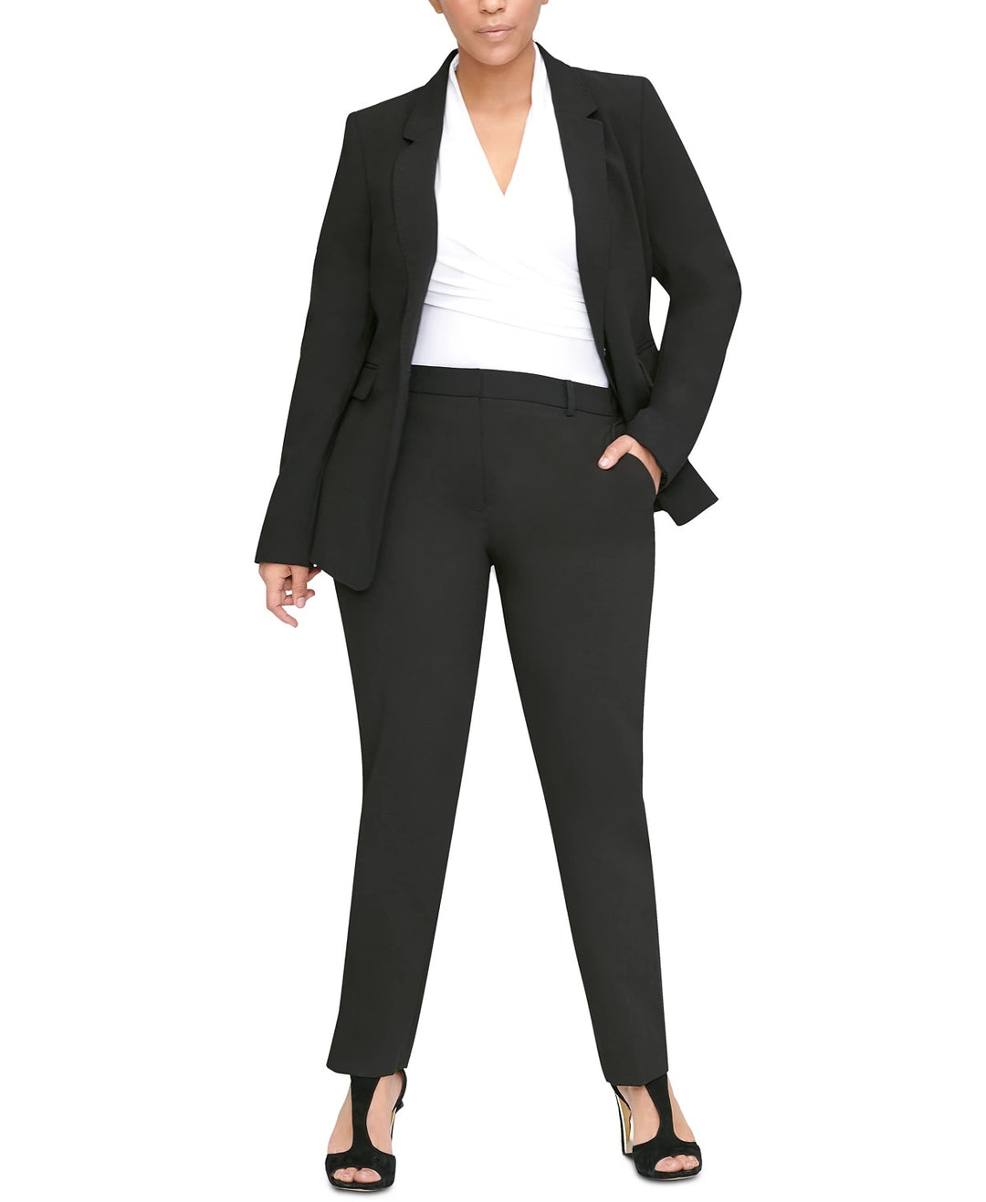 DKNY Women's One-Button Blazer Black Size 16