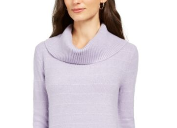Style & Co Women's Lurex Cowl-Neck Sweater Purple