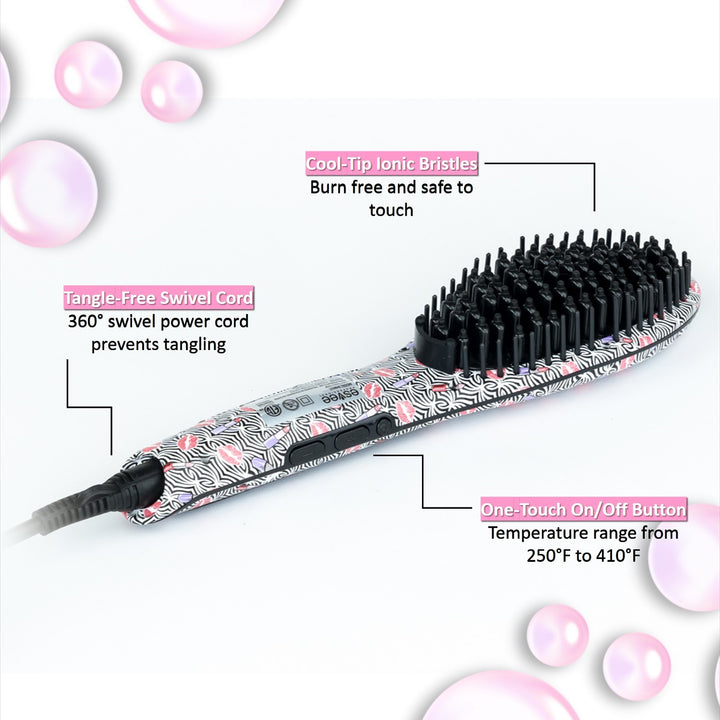 Esvee Professional Hair Bristle Straightener - Ceramic Heating Hair Straightener Brush with Anti-Frizz Technology, Auto-Off and 30s Heat-Up