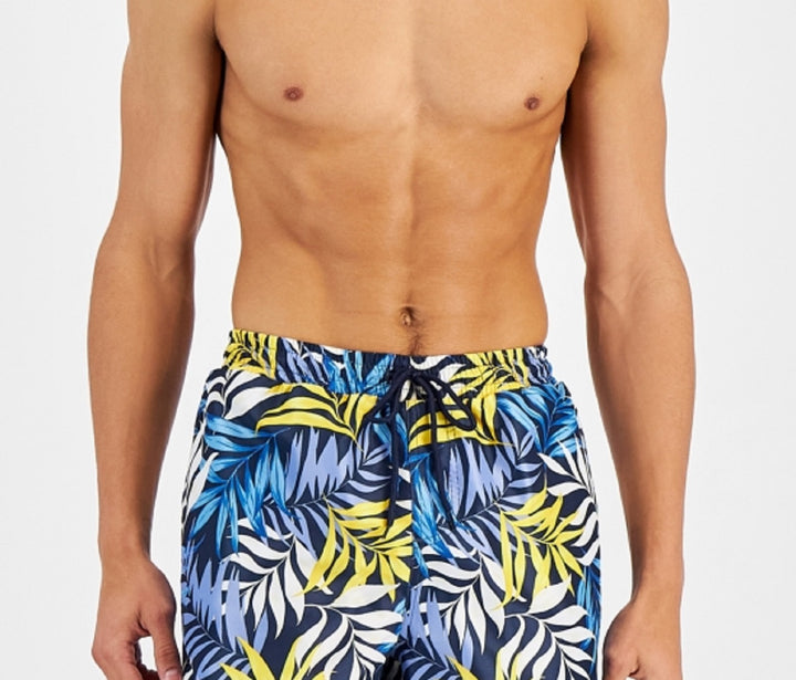 INC International Concepts Men's Palm Leaves 5 Board Shorts Blue Size XX-Large