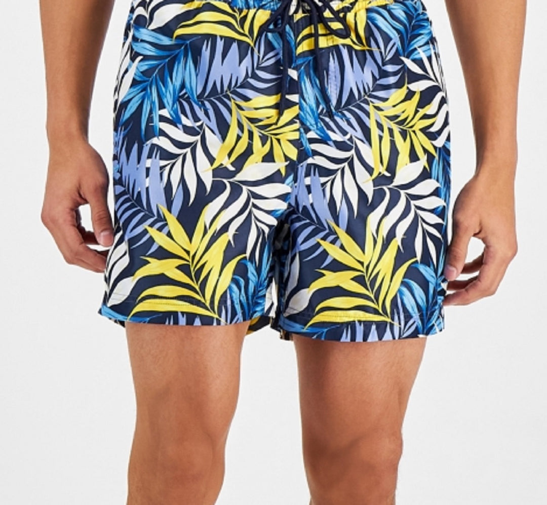 INC International Concepts Men's Palm Leaves 5 Board Shorts Blue Size XX-Large