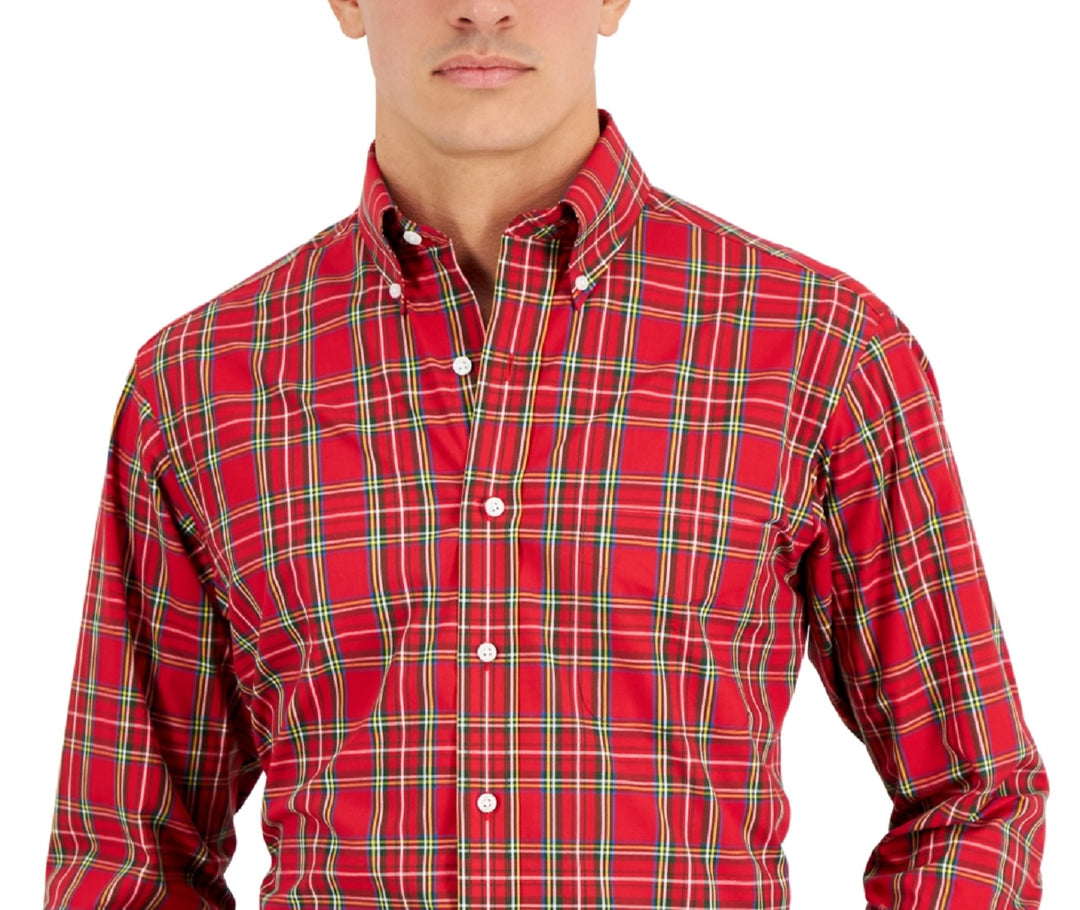 Club Room Men's Regular Fit Cotton Dress Shirt Red/Green