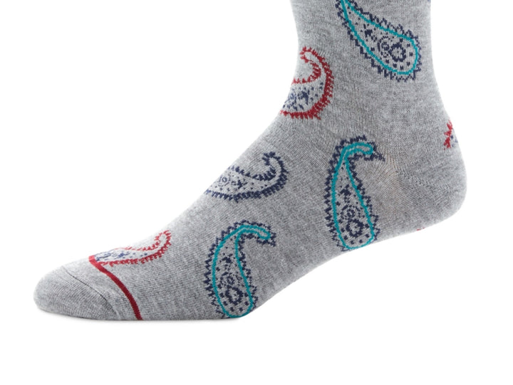 Perry Ellis Men's Tossed Paisley Crew Sock Gray Size Regular