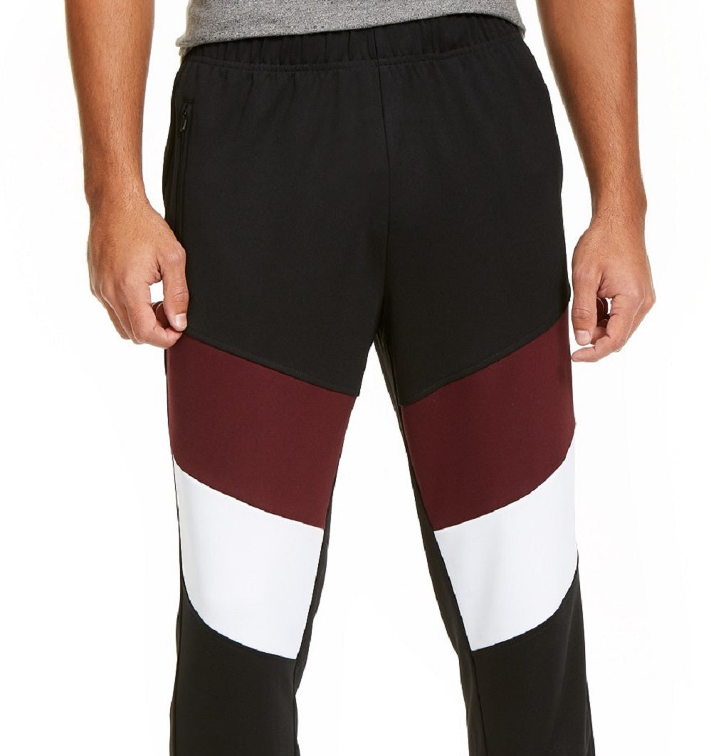 Ideology Men's Colorblocked Track Pants Wine Black