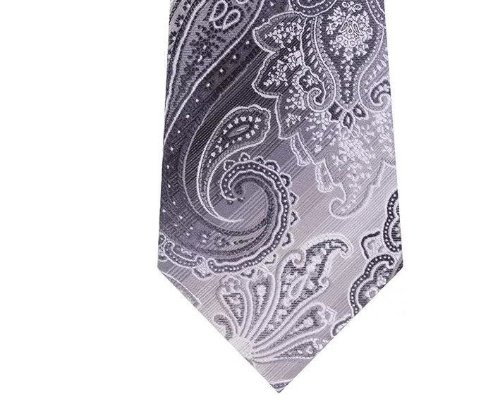 Van Heusen Mens The Ferreira Paisley Office Neck Tie Black Size Gray