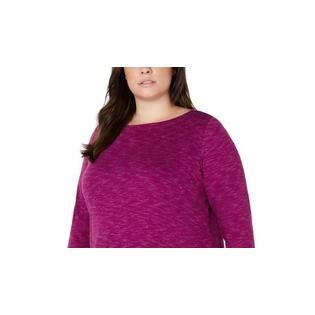 Karen Scott Women's Plus Emarled Microfleece Top Purple Size 2X