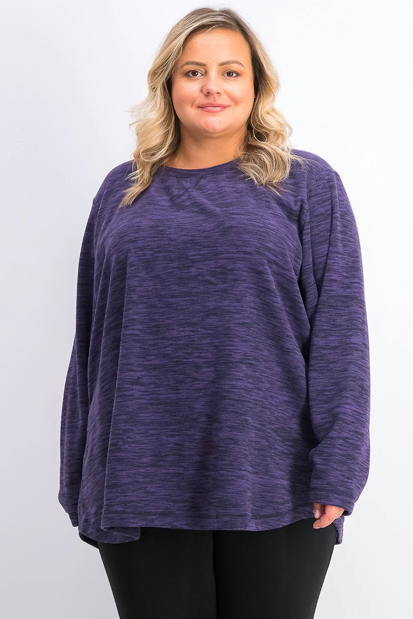 Karen Scott Women's  Mediumarled Microfleece Top Purple Size 0X