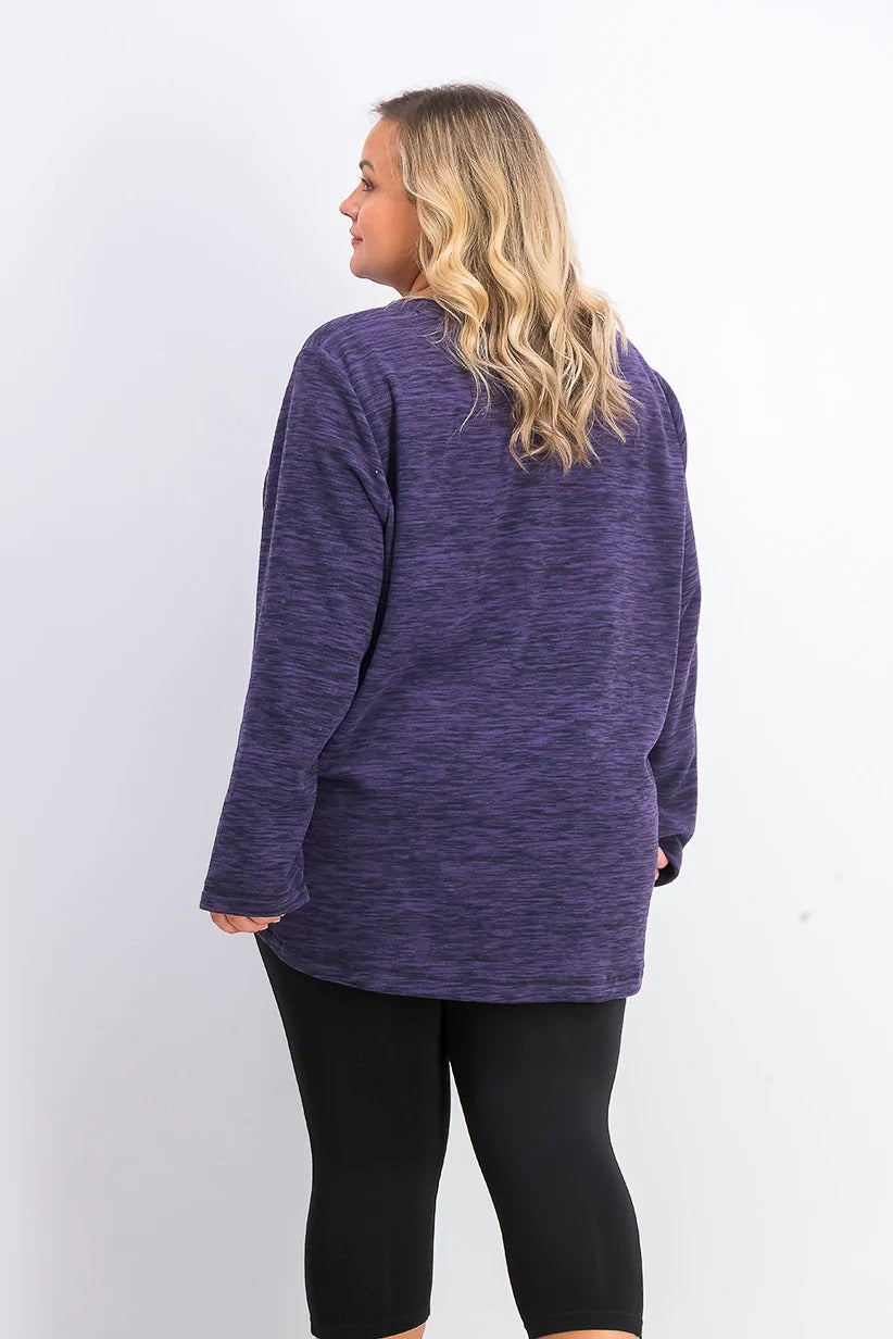 Karen Scott Women's  Mediumarled Microfleece Top Purple Size 0X