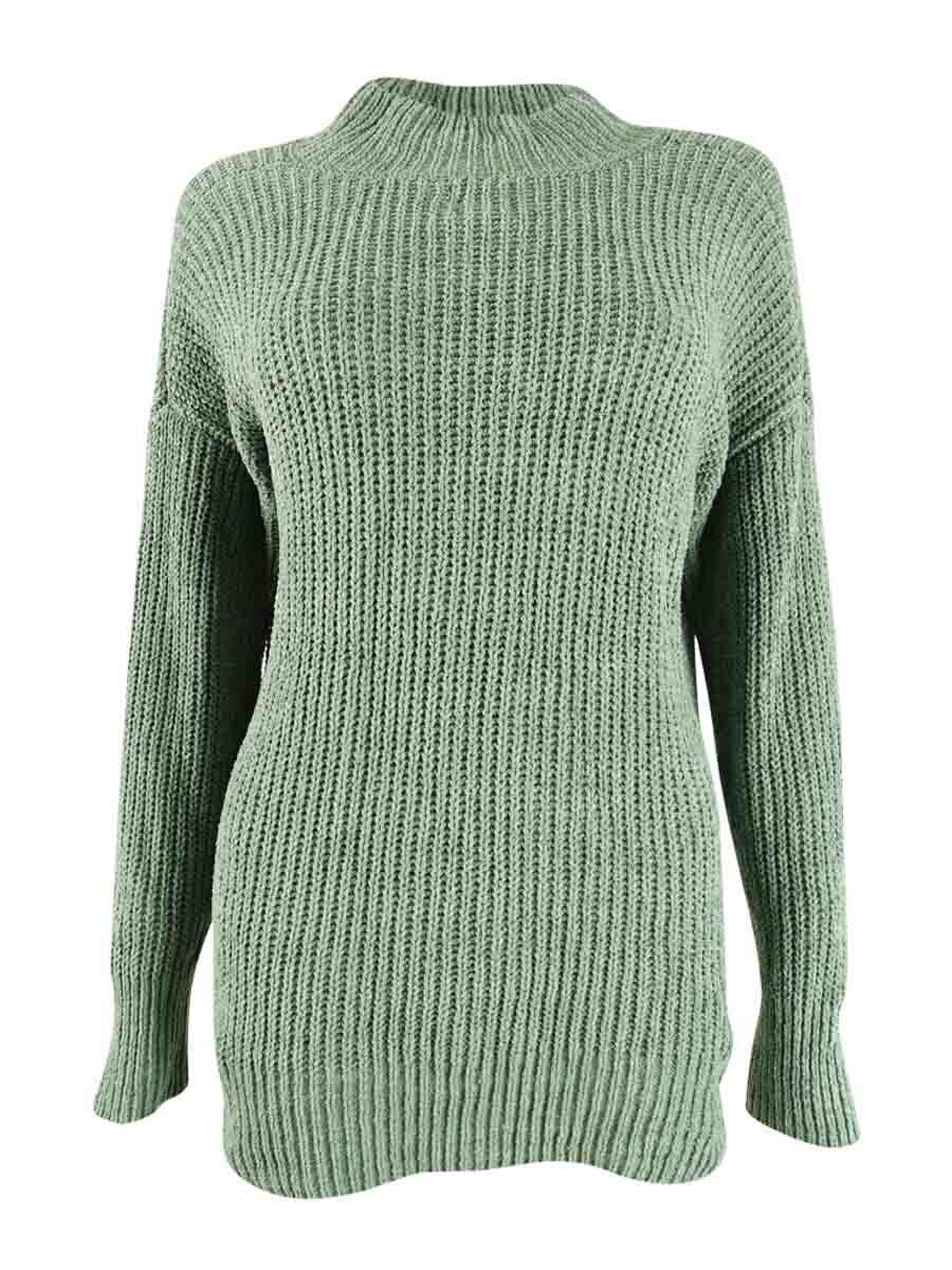 Hippie Rose Juniors' Mock-Neck Chenille Sweater Green Size Small