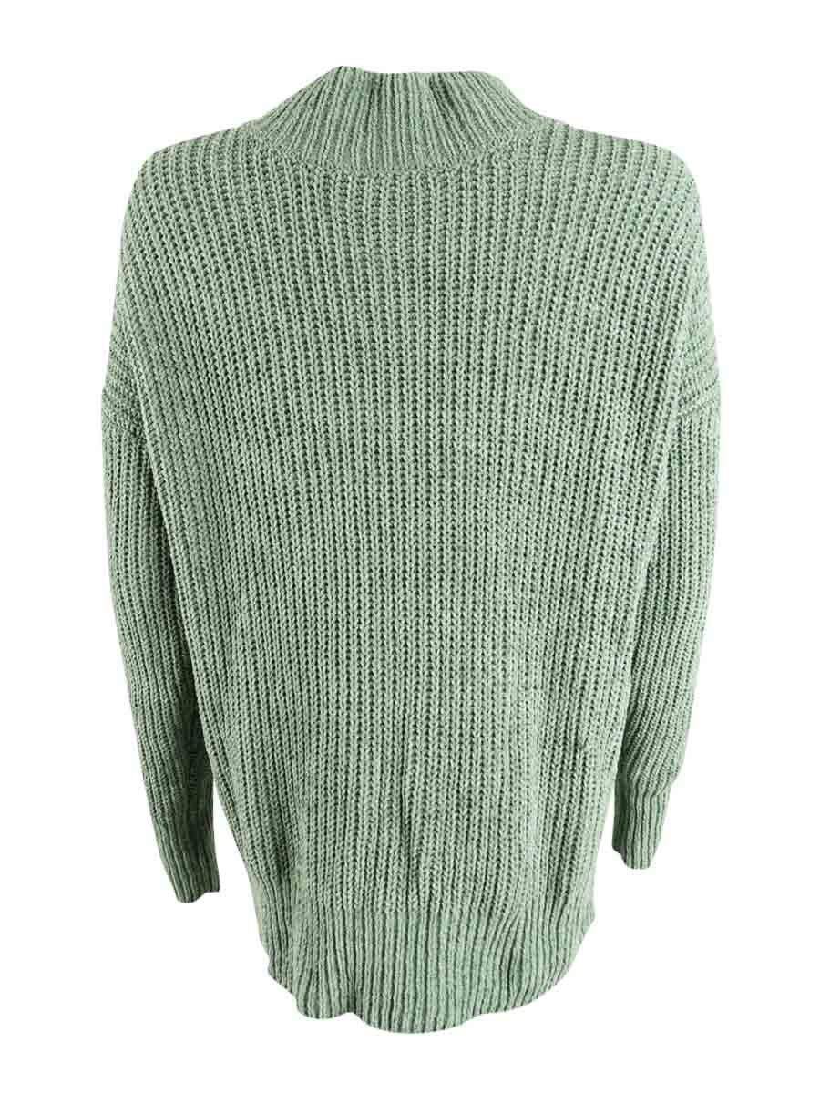 Hippie Rose Juniors' Mock-Neck Chenille Sweater Green Size Small