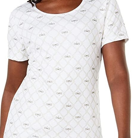 Karen Scott Women's Printed T-Shirt White Size Large