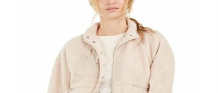 Free People Women's Hit the Slopes Fleece Jacket Fawn Beige Size Large