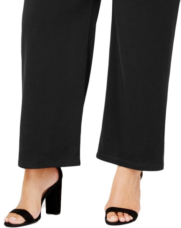 NY Collection Women's Pull on Wide Leg Pants Black Size 3XP