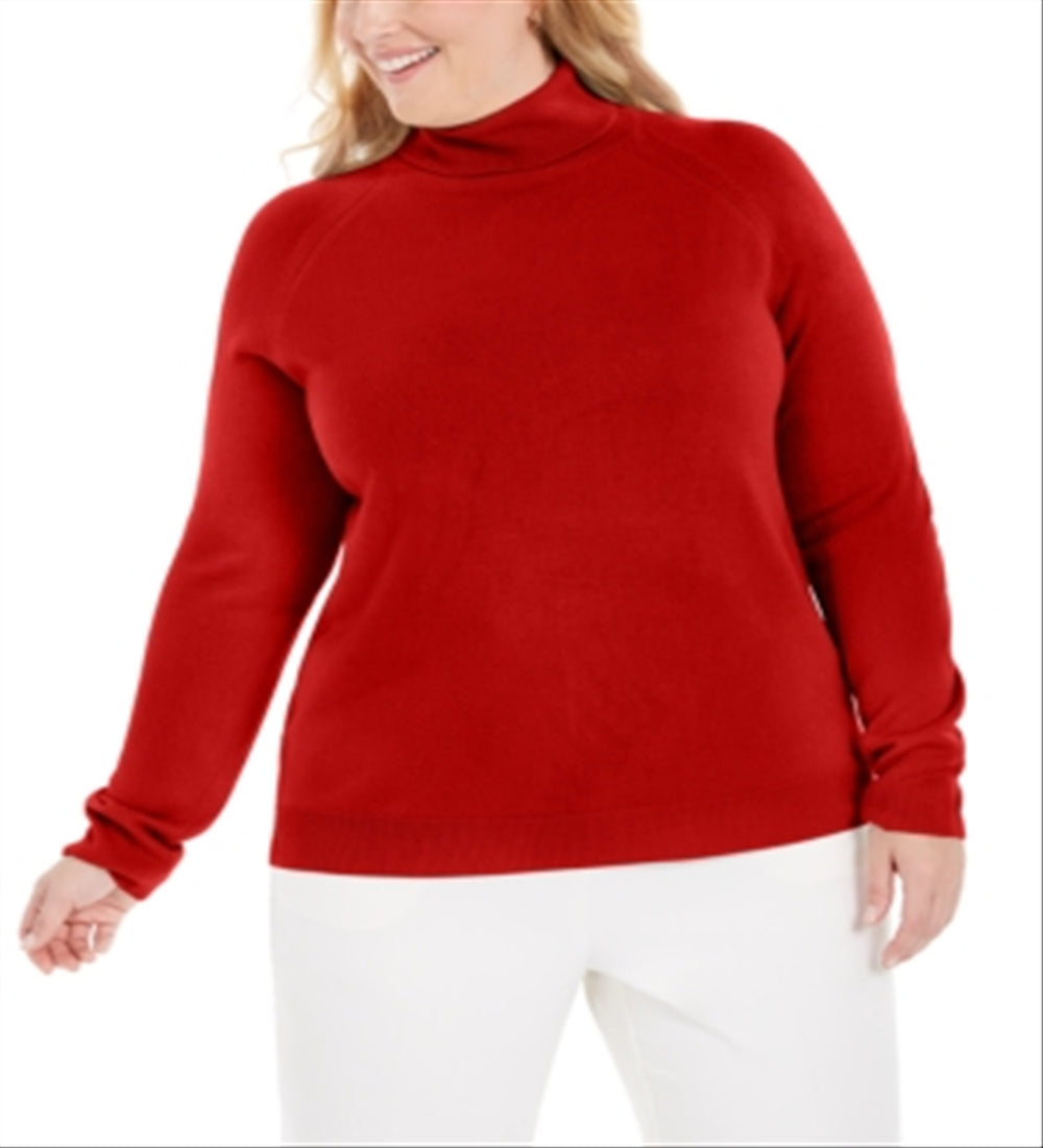 Karen Scott Women's Plus Turtleneck Luxsoft Sweater Red Size 1X