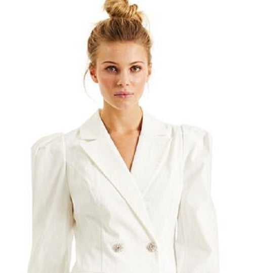 INC International Concepts Women's Culpos  Crystal-Button Blazer Dress  White Size M