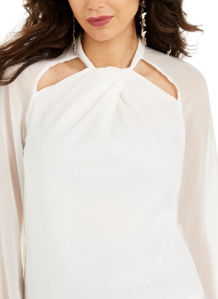 Thalia Sodi Women's Twist-Neck Cutout Top White Size Medium