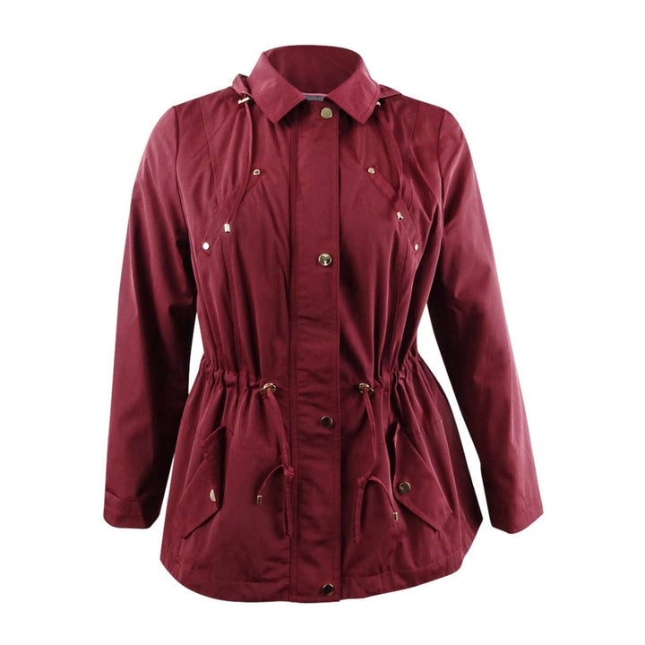 Charter Club Women's Plus Water-Resistant Utility Jacket Maroon Size 0X