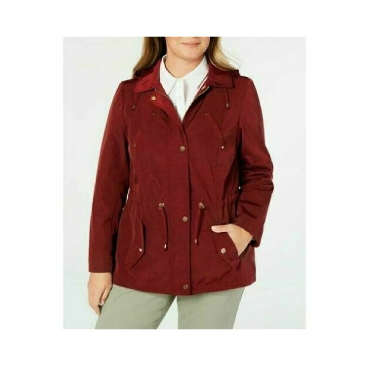 Charter Club Women's Plus Water-Resistant Utility Jacket Maroon Size 0X