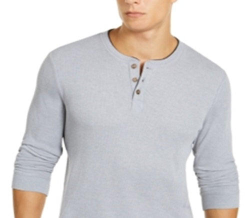 Club Room Men's Henley Shirt Gray Size Large