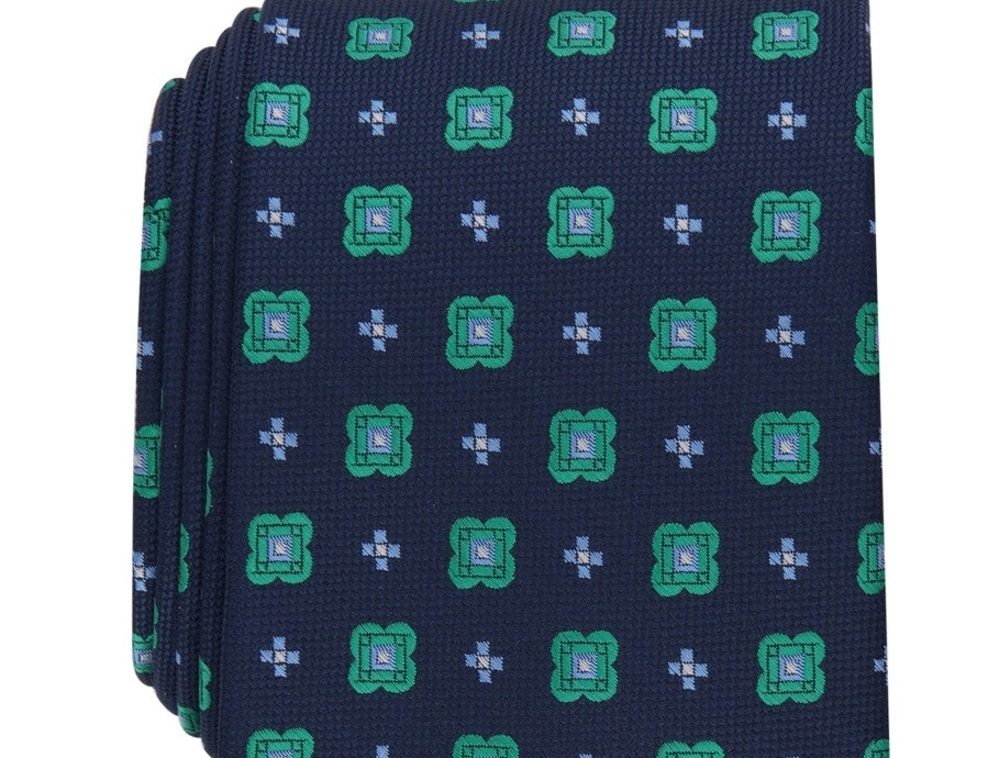 Club Room Men's Classic Geo Neat Tie Green Size Regular