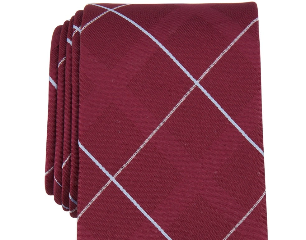 Michael Kors Men's York Classic Grid Tie Red Size Regular