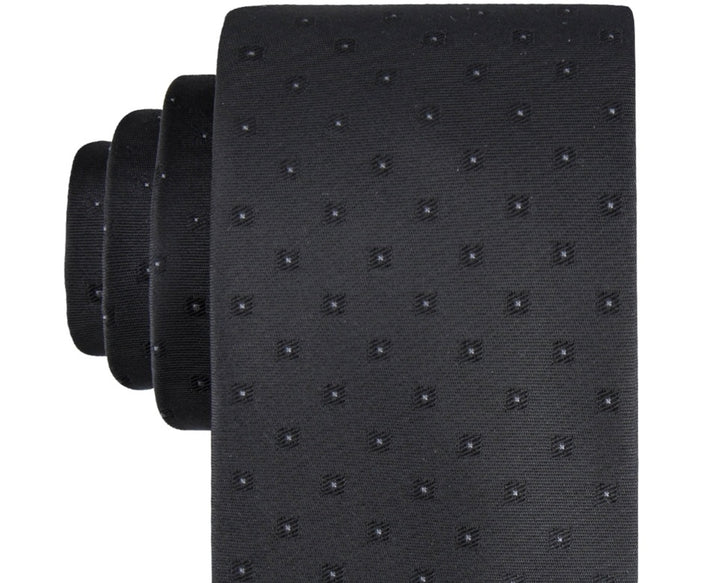 Calvin Klein Men's Tonal Square Solid Tie Black Size Regular