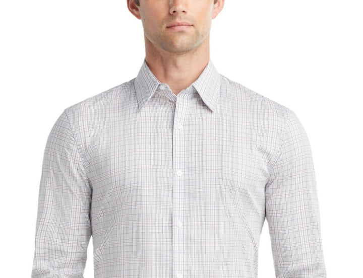 Calvin Klein Men's Stain Shield Extra Slim Fit Stretch Untucked Dress Shirt Gray Size Medium