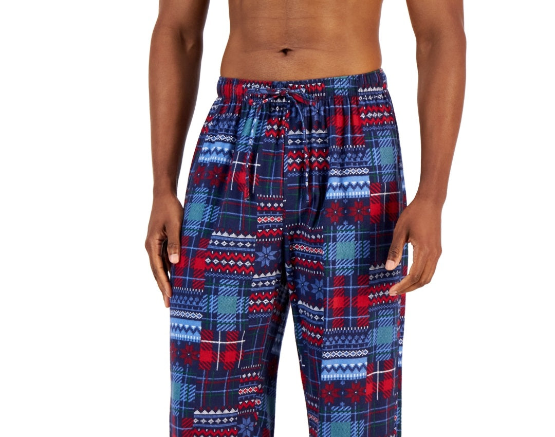 Club Room Men's Plaid Flannel Pajama Pants Blue  Size X-Large