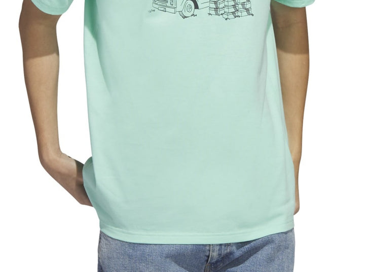 adidas Men's Short Sleeve Crewneck Food Truck Graphic T-Shirt Green Size XX-Large