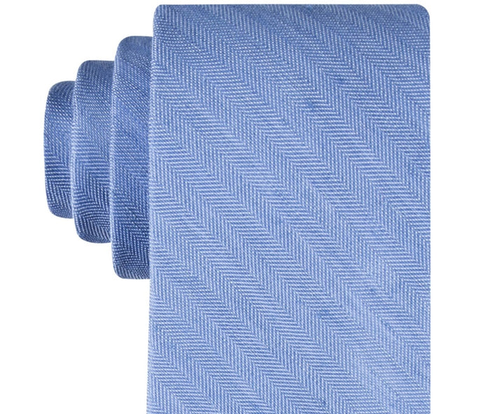 Tommy Hilfiger Men's Herringbone Linen Solid Tie Blue Size Regular