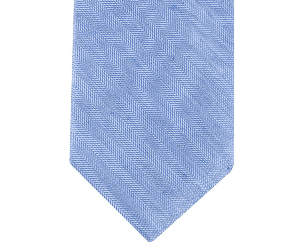 Tommy Hilfiger Men's Herringbone Linen Solid Tie Blue Size Regular