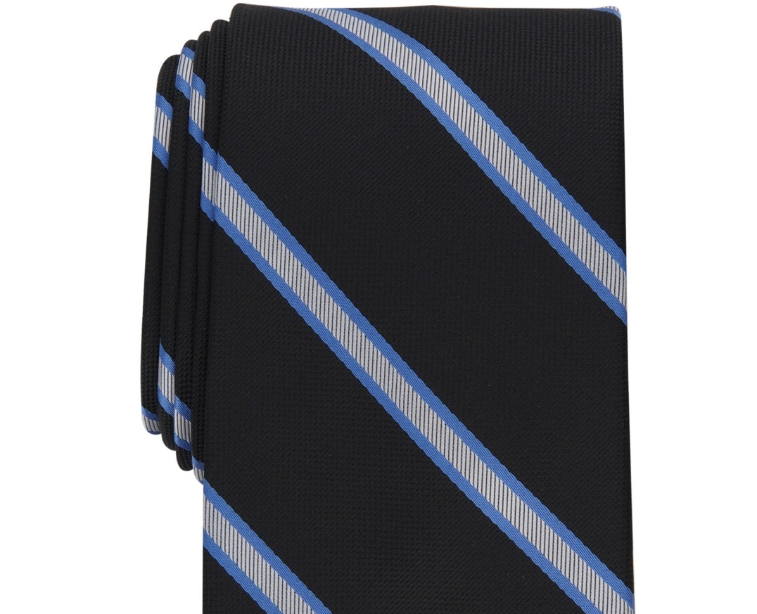 Club Room Men's Classic Stripe Tie Black Size Regular