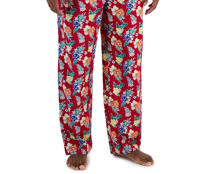 Club Room Men's Solid Top & Tropical Pants 2 Pc Pajama Set Red Size X-Large