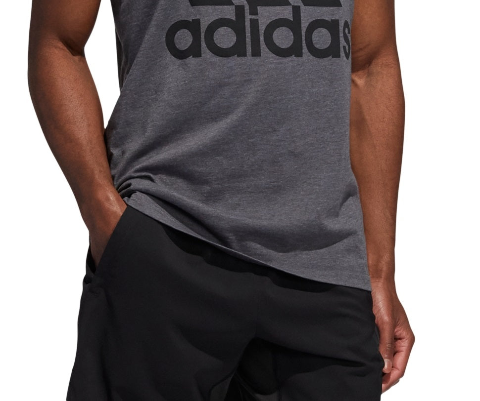 adidas Men's Badge Of Sport Logo Graphic Tank Gray Size Medium