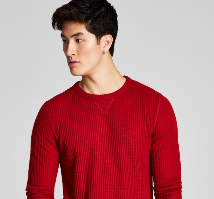 And Now This Men's Crewneck Knit Thermal Shirt Red Size X-Large