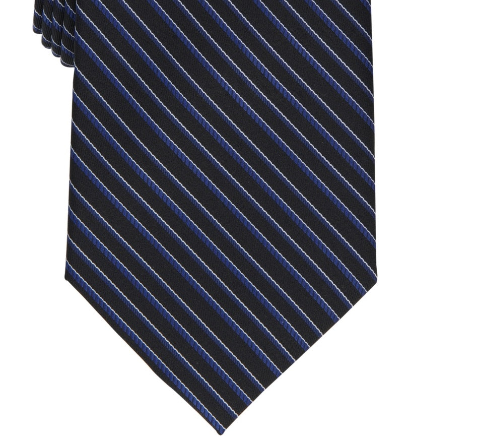 Club Room Men's Watts Striped Tie  Black  Size Regular