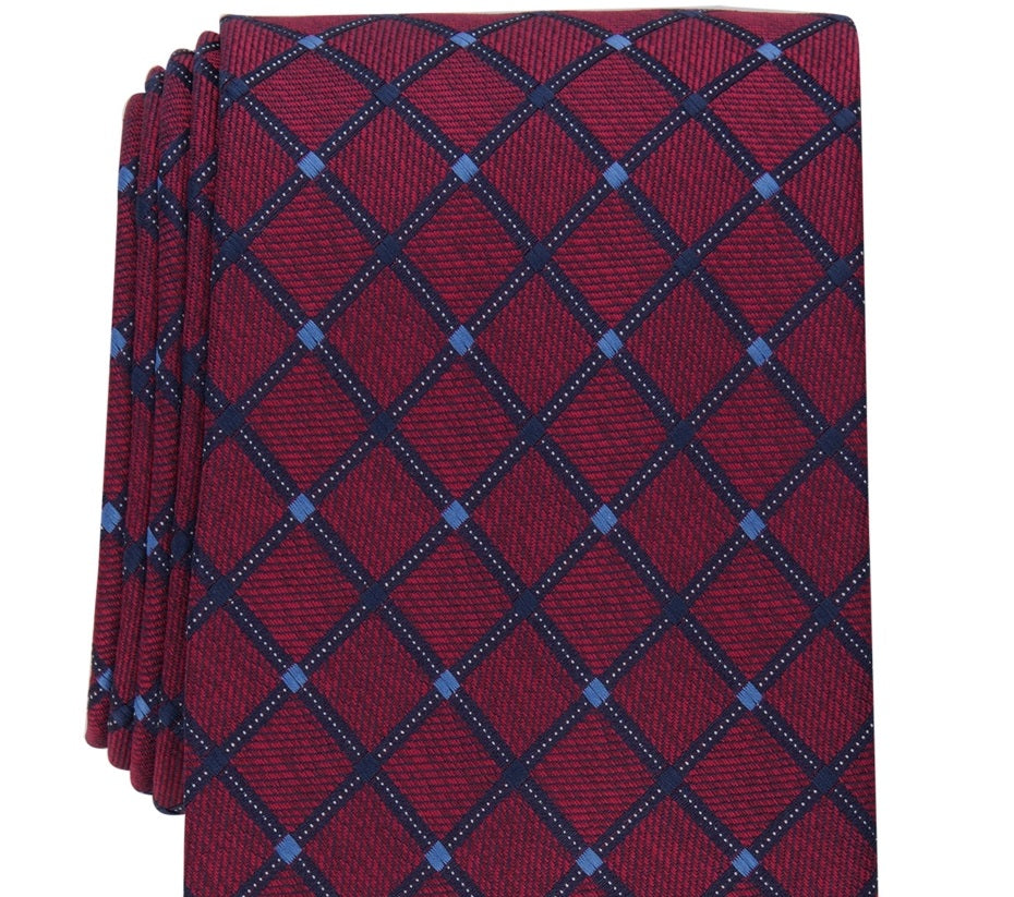Club Room Men's Stanton Grid Tie  Red  Size Regular