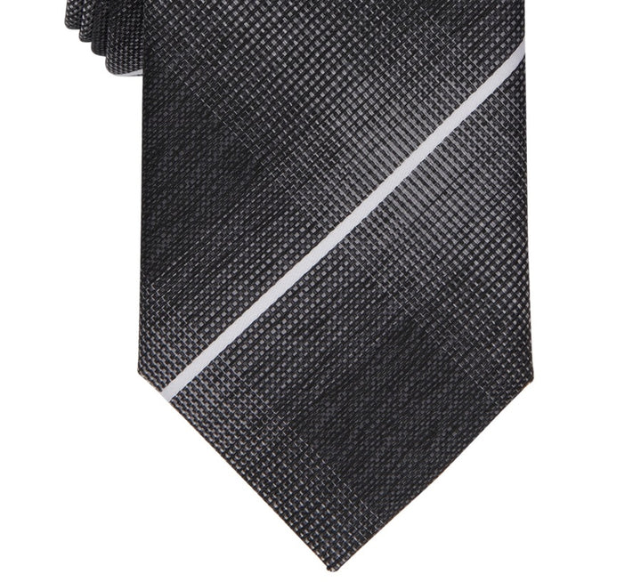 Alfani Men's Slim Plaid Tie Black  Size Regular