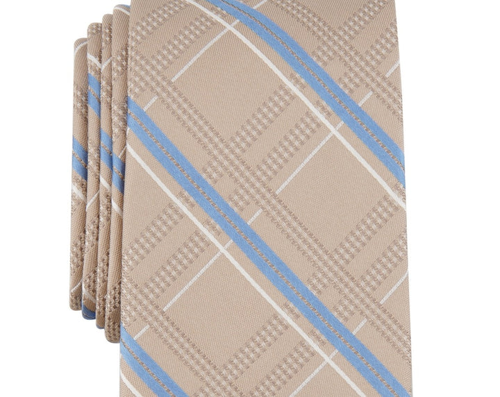 Michael Kors Men's Salerno Plaid Tie Beige Size Regular