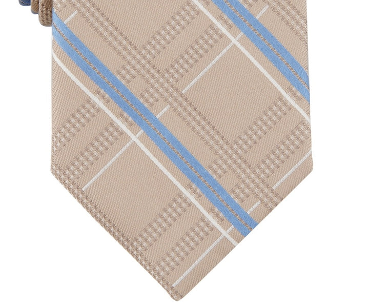 Michael Kors Men's Salerno Plaid Tie Beige Size Regular