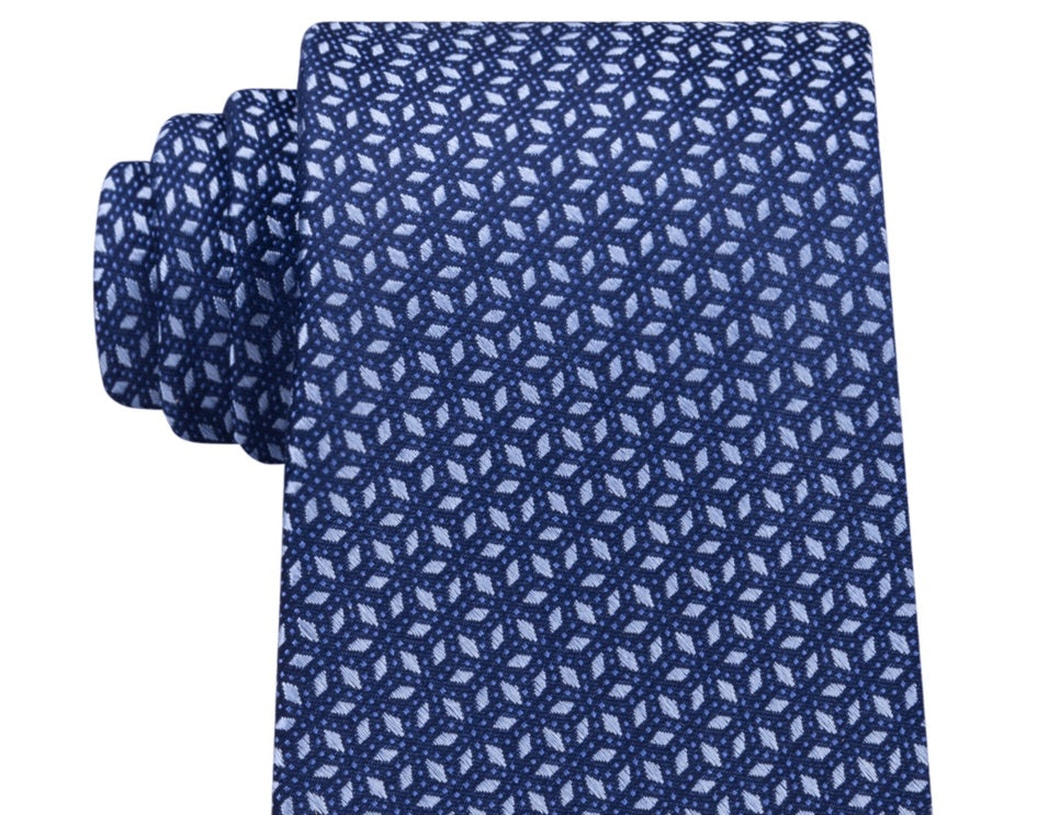 Michael Kors Men's Pindot Ground Diamond Silk Tie Blue Size Regular