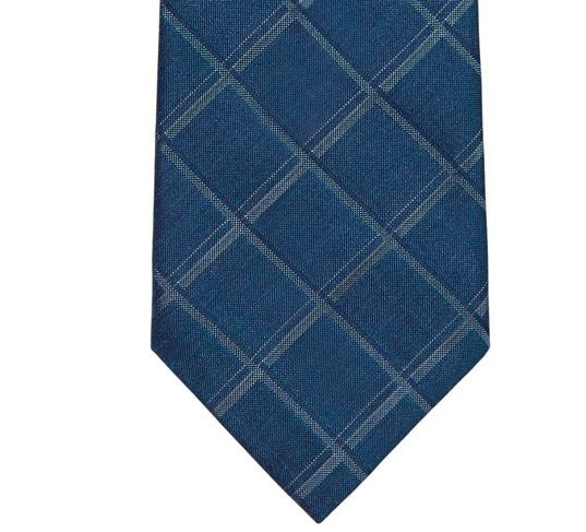 Calvin Klein Men's Windowpane Grid Tie Blue Size Regular